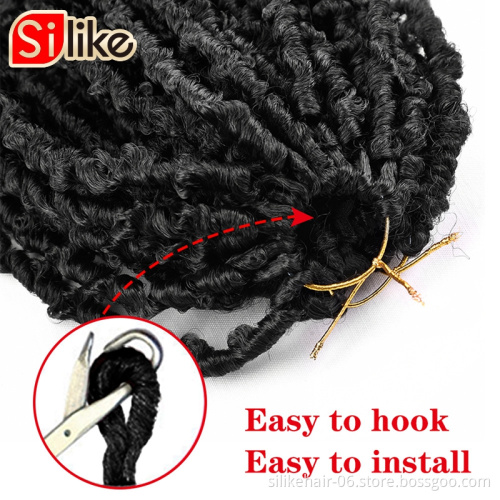 Faux Locs Crochet Braids Hair Black Messy Soft Butterfly locs 16inch  Distressed Butterfly Locs Crochet Hair Butterfly Bob